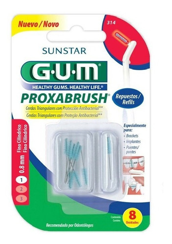 Repuesto Gum Proxabrush Interdental Fino Cilindric 0.8mm X 8