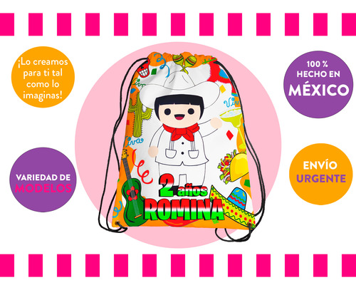 Morralitos Cumple Recuerdo Fiesta Mexicana Personalizado 50u