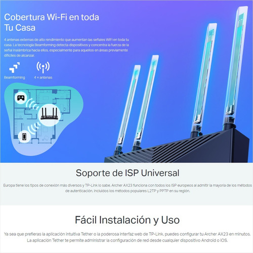 Router Gigabit Wifi 6 Dual Band Ax1800, Tp-link Archer Ax23