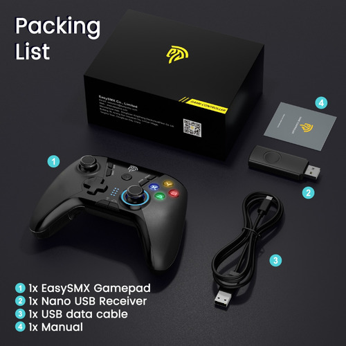 Joystick Control Preto Sem Fio Gamepad Easysmx Sl-9110