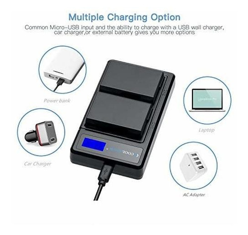 Coolshow El14 El14a Batterie 2 Pack And Dual Lcd Charger
