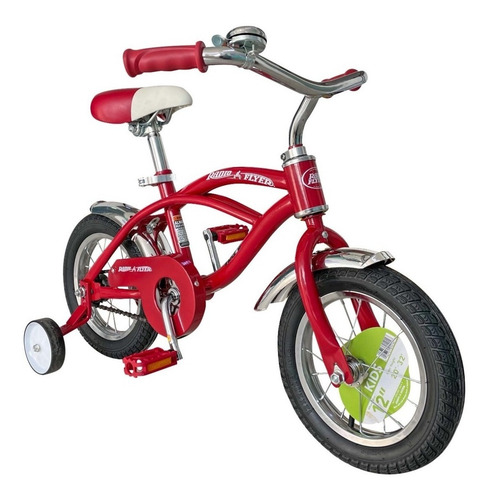 Bicicleta cruiser infantil Monk Radio Flyer 2023 R12 1v frenos contrapedal color rojo con ruedas de entrenamiento