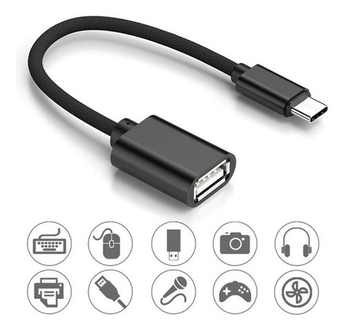 Cable Otg Tipo C De 17 Cm Para Pendrive Mouse Teclado