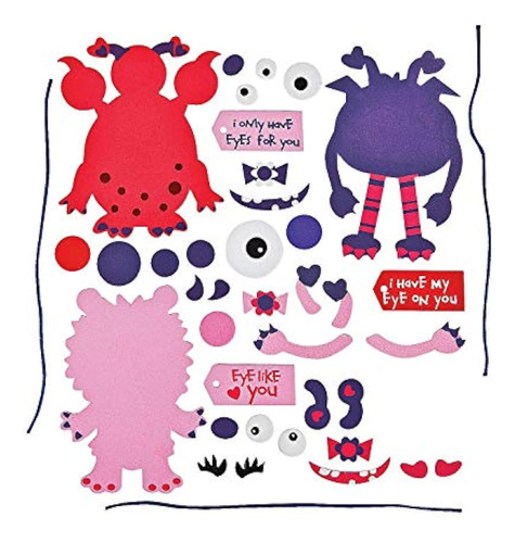 Valentine Monster Ornamento Craft Kit (12 Count) Craft Kit /