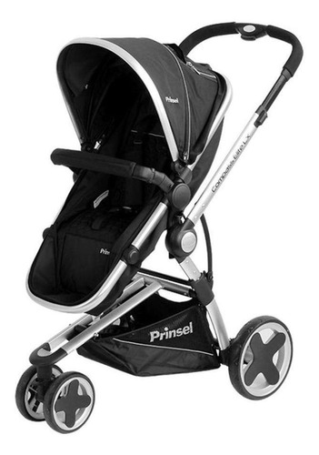 Carriola para correr travel system Prinsel Compass Elite LX negro con chasis color plateado