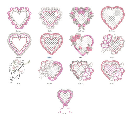 41 Diseño De Matrices P/ Bordar Corazones Muy Delicados