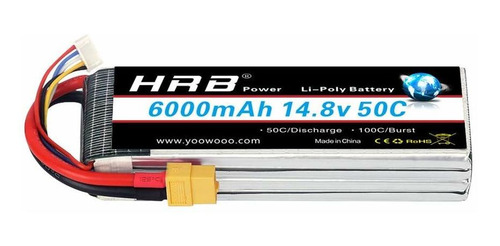 Bateria Lipo Hrb 14.8v 6000mah 4s Pack 50c Con Xt60 Plug Par