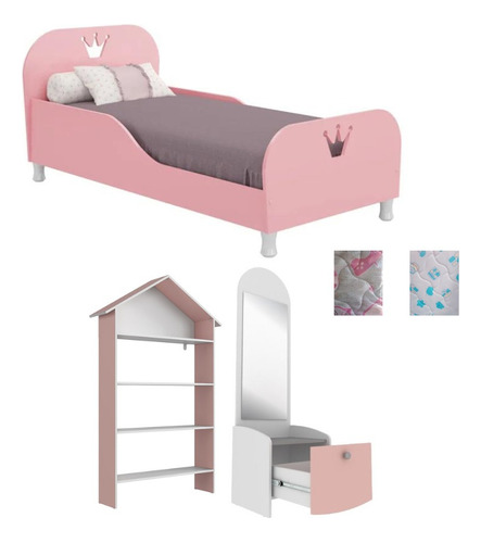 Dormitorio Infantil Rosa Cama+ Muebles