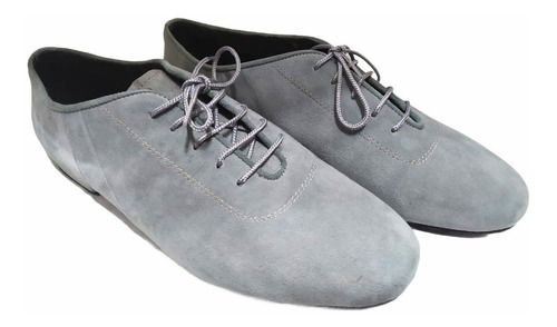 Zapato De Baile Tango Salsa Fiesta Rock Gamuza Gris Fuerte