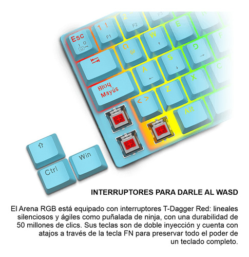 Teclado Gamer Mecánico 60% / T-dagger T-tgk321b-rgb-sp Arena