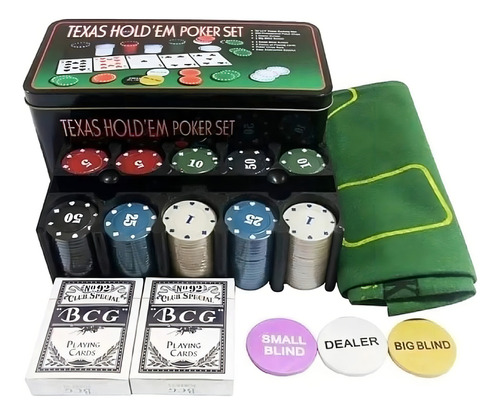 Kit Poker Texas Holdem Semi Profissional Completo 200 Fichas