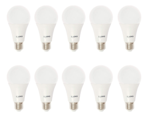 10 Foco Led 12w A19 110/220v Luz Blanca 6500k E27 Igoto