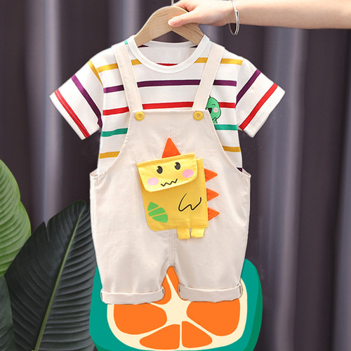 Traje De Bebé Unisex De Verano Con Rayas De Dibujos Animados