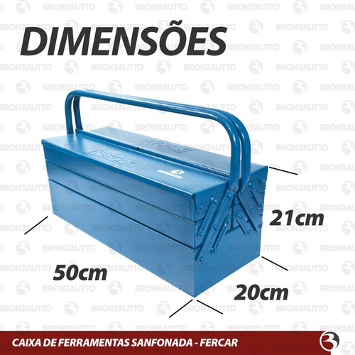 Caixa de ferramentas Fercar 07 de metal 20cm x 50cm x 21cm azul