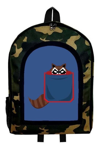 Mochila Camuflada Rocket Racoon Nueva Colección Modelo 76