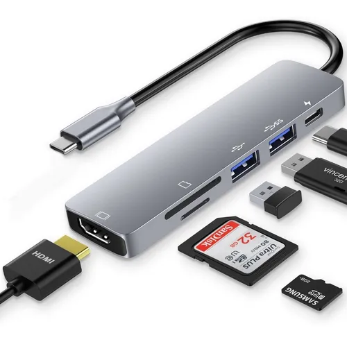 Convertidor Adaptador Dock Usb C A Hdmi Usb Usbc Lector Memo