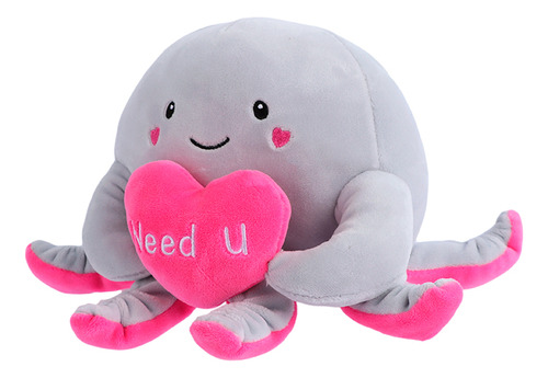 Miniso Peluche  Pulpo Con Corazón Felpa Gris 17x20 Cm