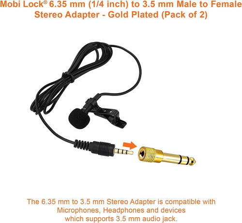 2 Adaptador Audio Estéreo Trs Jack 6.35 Macho A 3.5mm Hembra