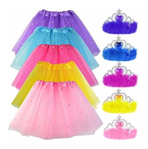 Poualss 10 Piezas Princesa Vestido Tutu Corona Accesorios Ti