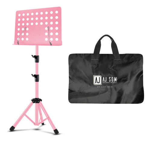 Suporte Estante Partitura Metal Maestro Reforçada Rosa C/bag