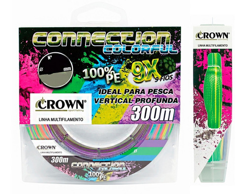 Linha Mult 9x Crown Connection 0.35mm 70lb 300m - Multicolor Cor 0,35mm