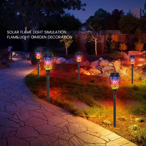 Antorcha Solar De 12 Led Con Luces Parpadeantes Para Jardín
