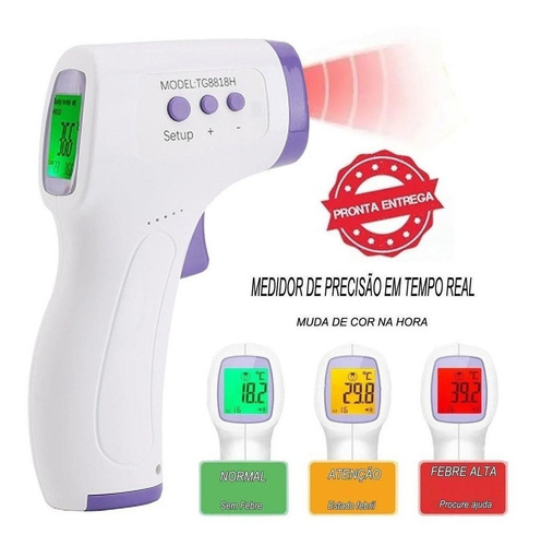 Imagem 3 de 3 de Termômetro Digital Laser Infravermelho Febre De Testa Corpo