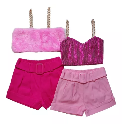 Conjunto Feminino Barbie Adulto, Shorts Feminino Estilo-Rai Nunca Usado  49442909