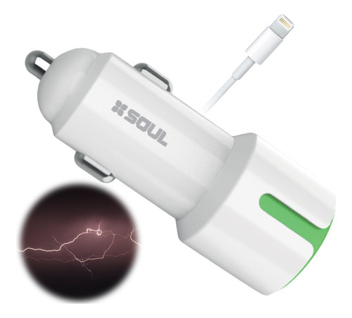 Cargador Rápido Para Auto Usb Con Cable Lightning Soul