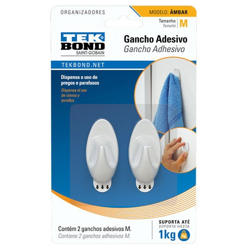 Ganchos Plastico Blanco Medianos Par Tek Bond Cod: 6035112