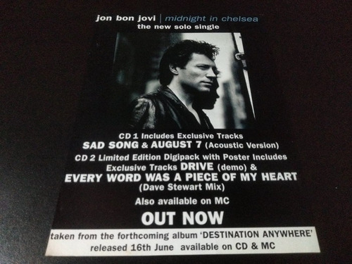 (bj072) Publicidad Jon Bon Jovi Midnight In Chelsea Uk