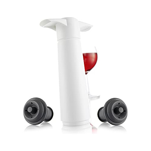 The Original  Wine Saver With 2 Vacuum Stoppers  White