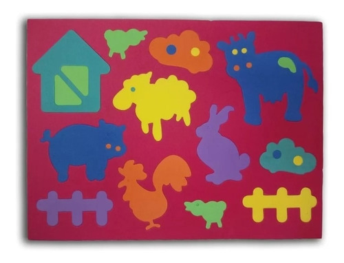 Rompecabezas Puzzle Encastre Animales De Granja Goma Eva