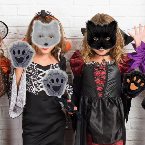 3pcs Juego De Máscara Y Cola De Therian De Gato De Halloween