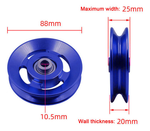 Rueda De Polea De Cojinete Universal Para 88 Mm Azul