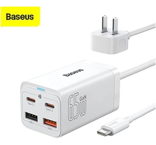 Cargador Baseus De Carga Rápida Para Portatil 65w 2u2c