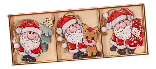 2 X 9 Piezas De Adornos Navideños Colgantes De Madera