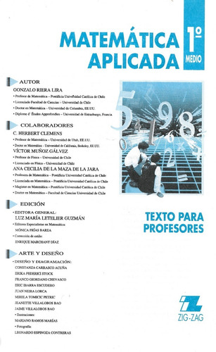 Matemática Aplicada 1 Medio Texto Profesores / Gonzalo Riera (Usado)