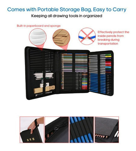 H&b 71pcs/set De Dibujo Profesional Kit De Dibujo Lápiz Arte