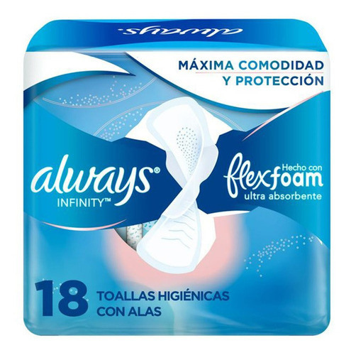 Toallas Higiénicas Always Infinity Flexfoam Con Alas 18 Uds.