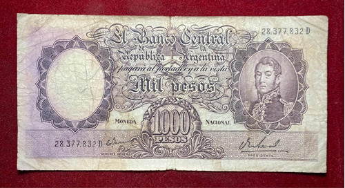 Billete 1000 Pesos Moneda Nacional 1967 Bottero 2166 Oferta