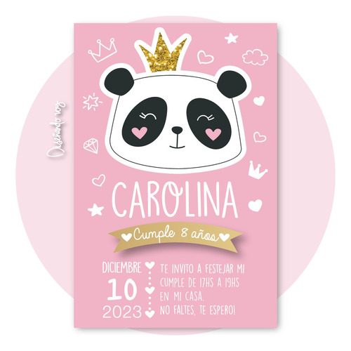 Kit Imprimible Oso Panda Corona Cumple Candybar+deco