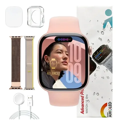 Relogio Smartwatch W11 Pro Series 11 Amoled Whatsapp Gps Nfc Rosa Smartwatch Advanced Pro