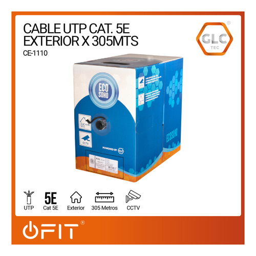 Imagen 2 de 10 de Bobina Cable Utp Glc Cat5e 305m Eco Soho Exterior