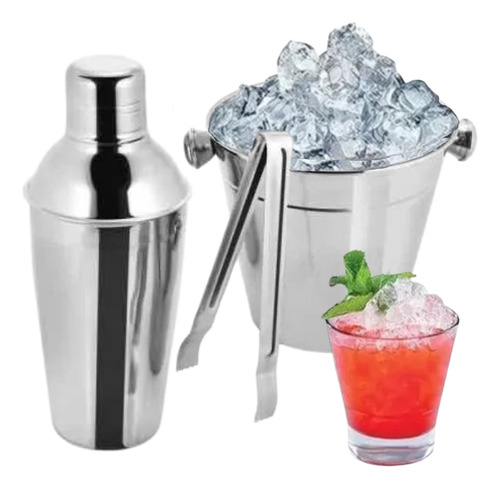 Coqueteleira 500ml Balde 14cm Pegador Inox Classic Cor Cinza