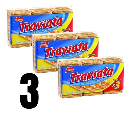 Galletitas Traviata Tripack Pack X 3 Paquetes De 303 G