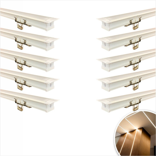 31 Barras 2m Perfil Embutir Alumínio Branco Drywall Gesso