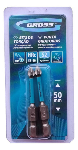 2 Ponteiras Bits Phillips Especial Ph1 50mm Torção E Impacto