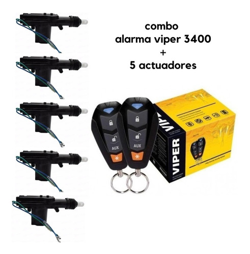 Alarma De Seguridad Auto Viper 3400 + 5 Actuadores Combo