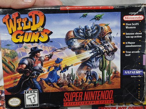 Súper Nintendo Wild Guns Snes Original Completo En Caja Gris (Usado)